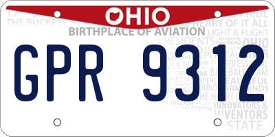 OH license plate GPR9312
