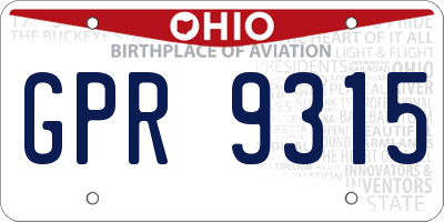 OH license plate GPR9315