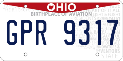 OH license plate GPR9317
