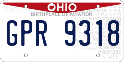 OH license plate GPR9318