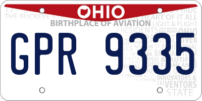 OH license plate GPR9335