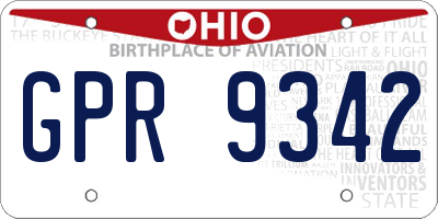 OH license plate GPR9342
