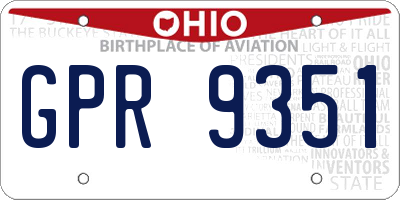 OH license plate GPR9351