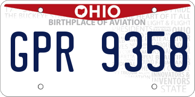 OH license plate GPR9358