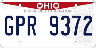 OH license plate GPR9372