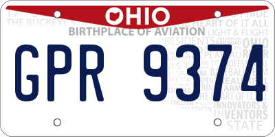 OH license plate GPR9374
