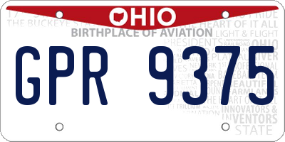 OH license plate GPR9375
