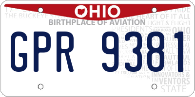 OH license plate GPR9381