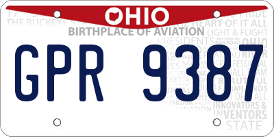 OH license plate GPR9387