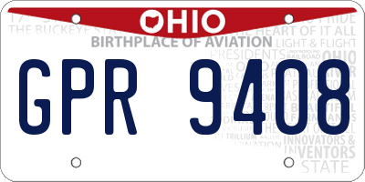 OH license plate GPR9408
