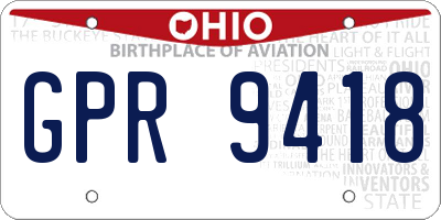 OH license plate GPR9418