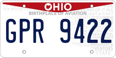 OH license plate GPR9422