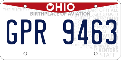 OH license plate GPR9463