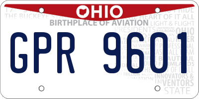 OH license plate GPR9601