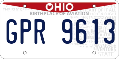 OH license plate GPR9613