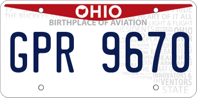 OH license plate GPR9670