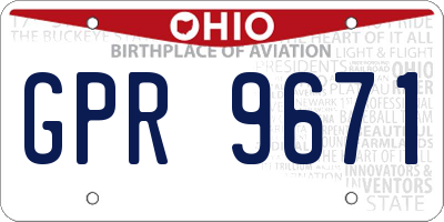 OH license plate GPR9671