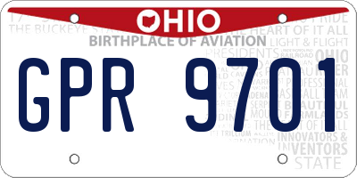 OH license plate GPR9701