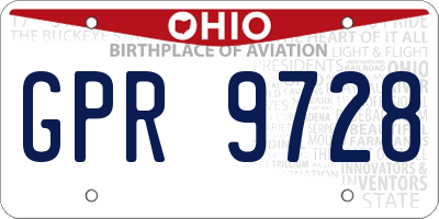 OH license plate GPR9728