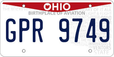 OH license plate GPR9749