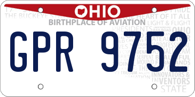 OH license plate GPR9752