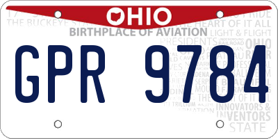 OH license plate GPR9784