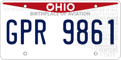 OH license plate GPR9861