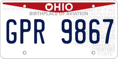 OH license plate GPR9867