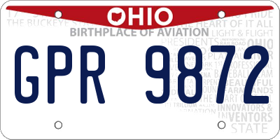 OH license plate GPR9872