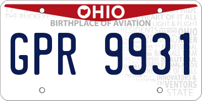 OH license plate GPR9931