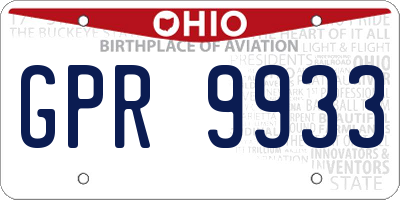 OH license plate GPR9933