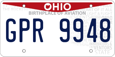 OH license plate GPR9948