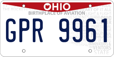 OH license plate GPR9961