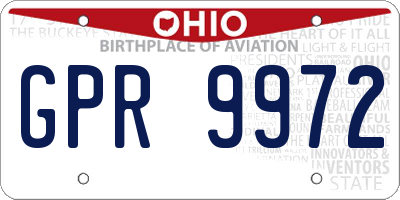 OH license plate GPR9972