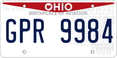 OH license plate GPR9984