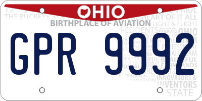 OH license plate GPR9992