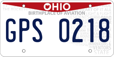 OH license plate GPS0218