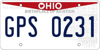 OH license plate GPS0231