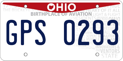 OH license plate GPS0293