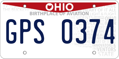 OH license plate GPS0374