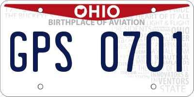 OH license plate GPS0701