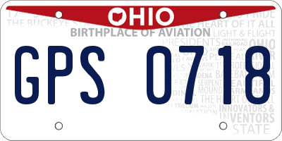OH license plate GPS0718