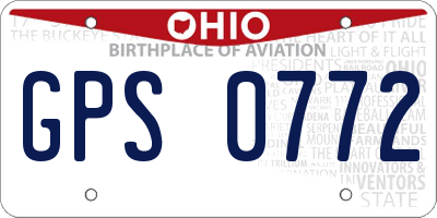 OH license plate GPS0772