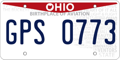 OH license plate GPS0773