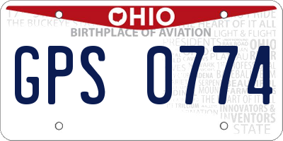 OH license plate GPS0774