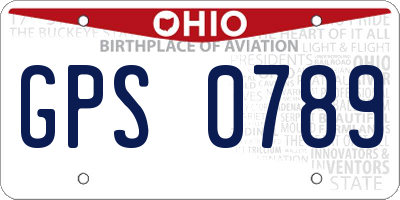 OH license plate GPS0789