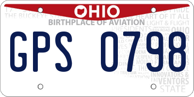 OH license plate GPS0798