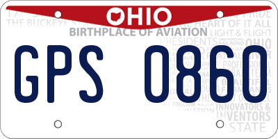 OH license plate GPS0860