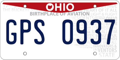 OH license plate GPS0937