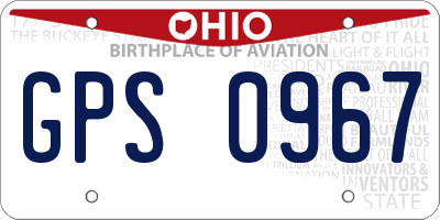 OH license plate GPS0967